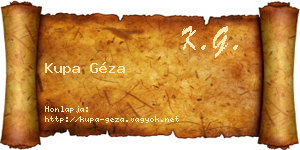 Kupa Géza névjegykártya