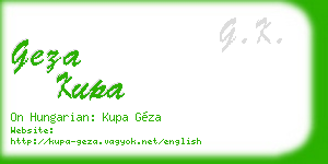 geza kupa business card